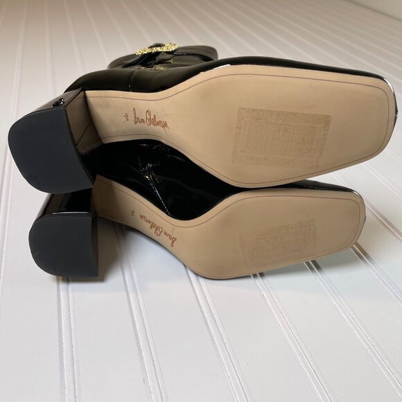 Sam Edelman Corinne Black Patent Square Toe Block Heel Ankle Boots Women 9.5 - Picture 15 of 15